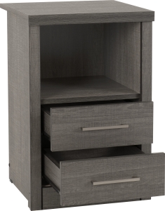 Image: 7116 - Lisbon 2 Drawer 1 Shelf Bedside Cabinet - Grain